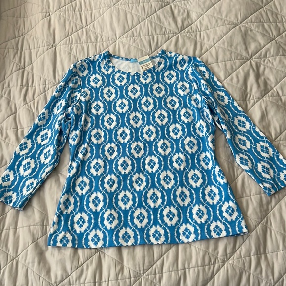 J. McLaughlin Wavesong Tee NEW with tags - medium blue white - Picture 11 of 16